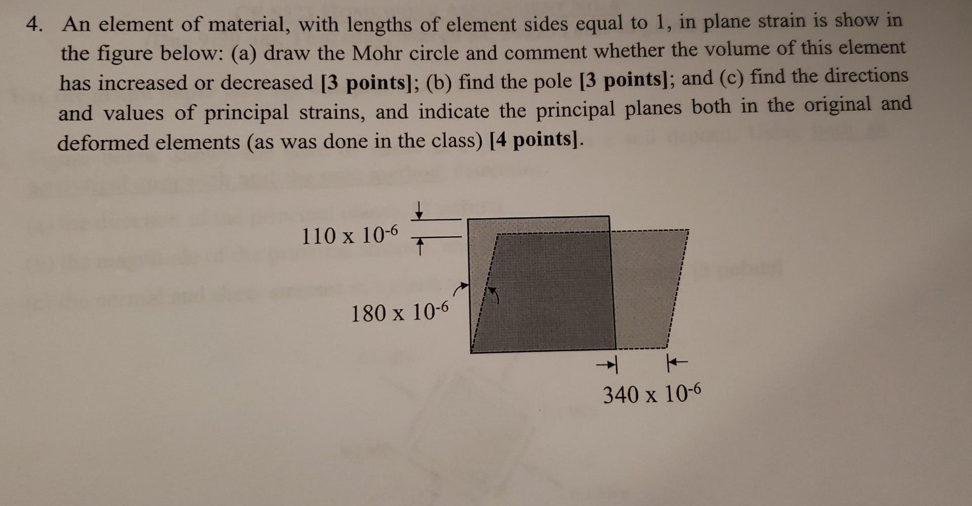 Solved 4. An element of material, with lengths of element | Chegg.com