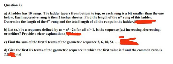 10 Rungs Solved a) A ladder has 10 rungs. The ladder tapers from | Chegg.com