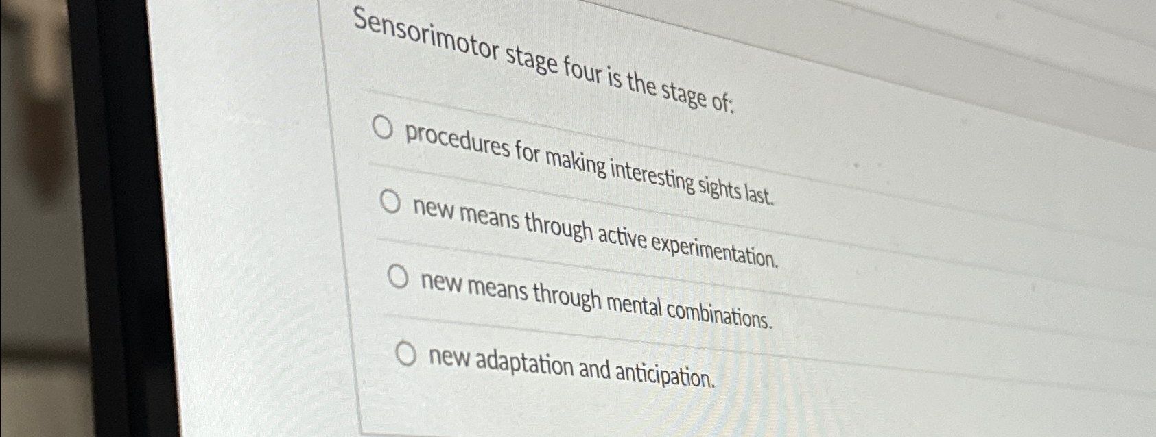 Sensorimotor stage four top is the stage of