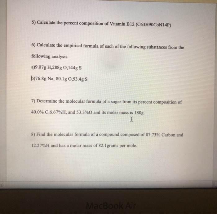 Solved 5) Calculate the percent composition of Vitamin B12