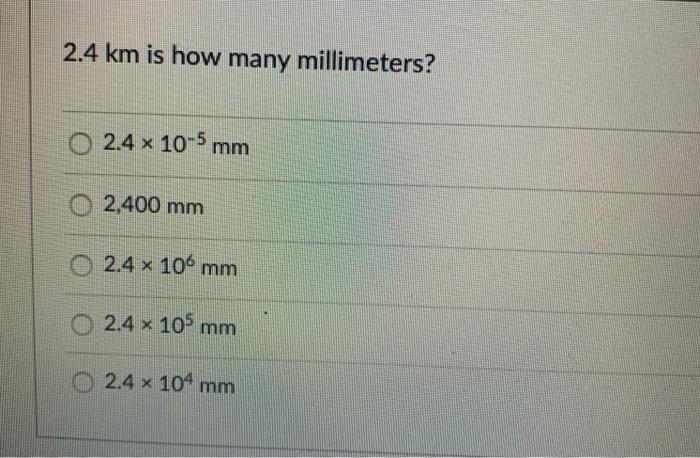 5 x 10 4 mm to km