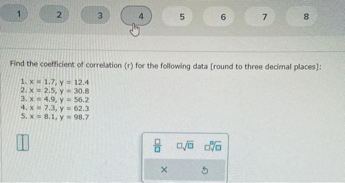 Solved Find the coefficient of correlation (r) for the | Chegg.com