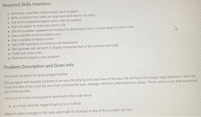 Solved Required Skills Inventory - Complete a partially | Chegg.com