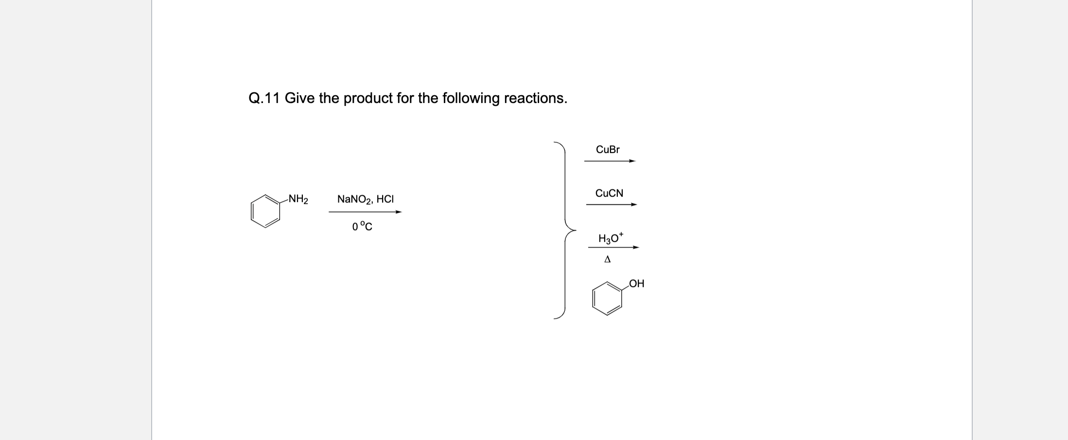 Solved Q. 11 ﻿Give the product for the following reactions. | Chegg.com