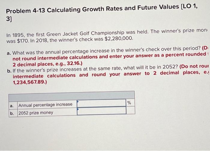 Solved Problem 4-13 Calculating Growth Rates And Future | Chegg.com