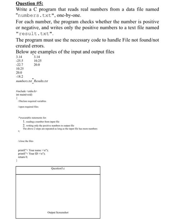 Solved Question #5: Write a C program that reads real | Chegg.com