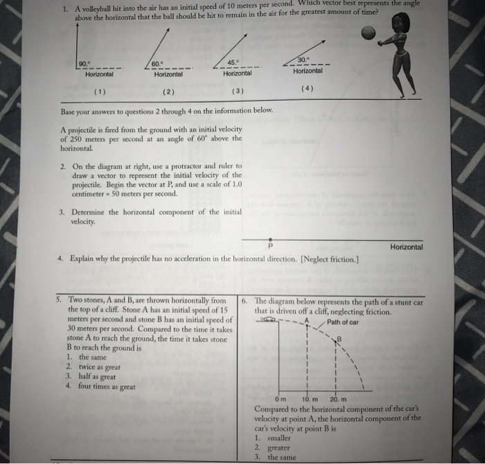 Solved 1. A volleyball hit into the air has an initial speed