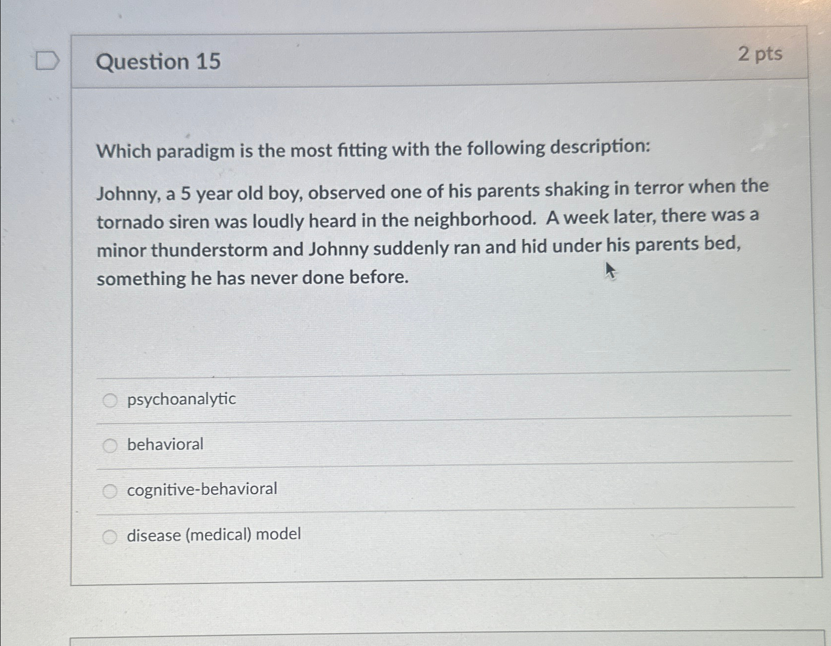 Solved Question 152ptsWhich paradigm is the most fitting | Chegg.com