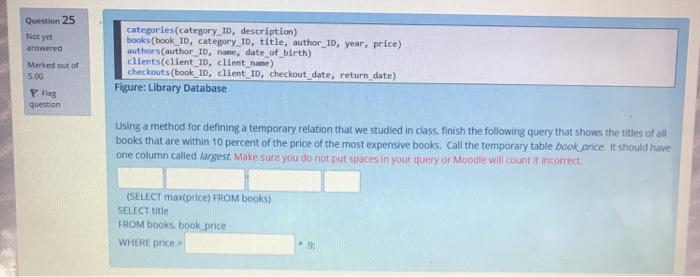 Solved Question 25 Not yet answered categories(category_ID, | Chegg.com