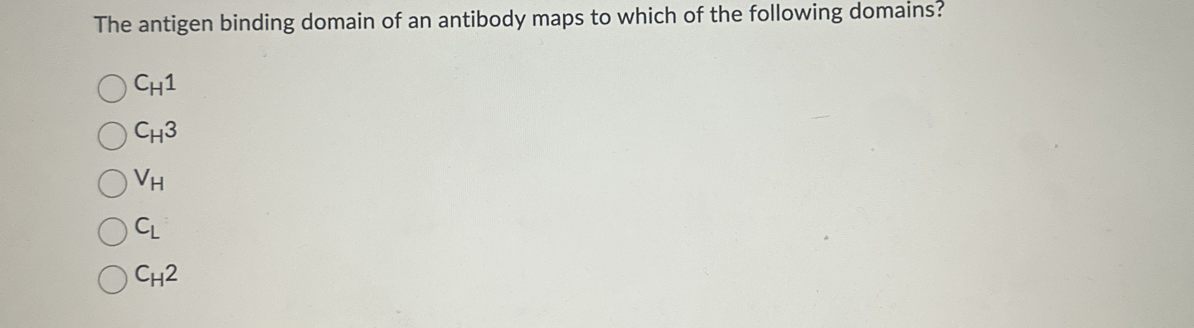 Solved The antigen binding domain of an antibody maps to | Chegg.com