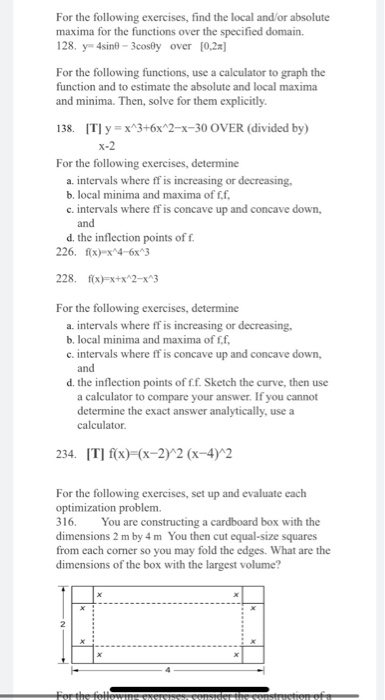 Solved For the following exercises, find the local and/or | Chegg.com
