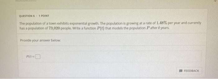 Solved QUESTION 6.1 POINT The population of a town exhibits | Chegg.com