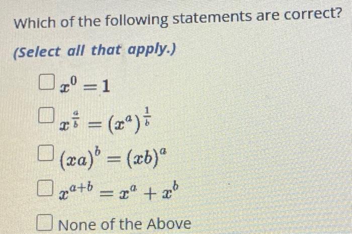 Solved Which Of The Following Statements Are Correct? | Chegg.com