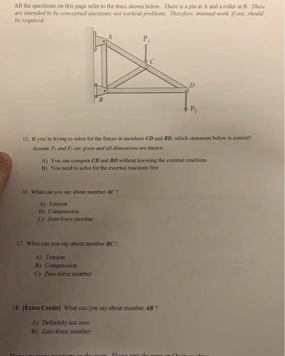 Solved All the questions on this page refer to the truss Chegg