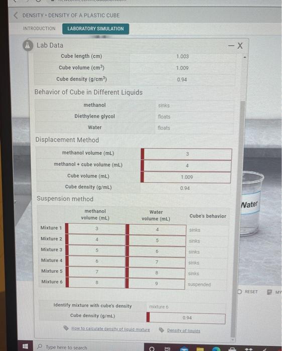 Virtual Density Lab Worksheet Answers