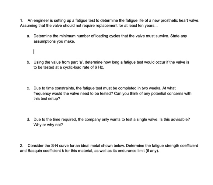 Solved 1. An engineer is setting up a fatigue test to | Chegg.com