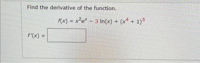 Solved Find The Derivative Of The Function Fx Xex 3 8489