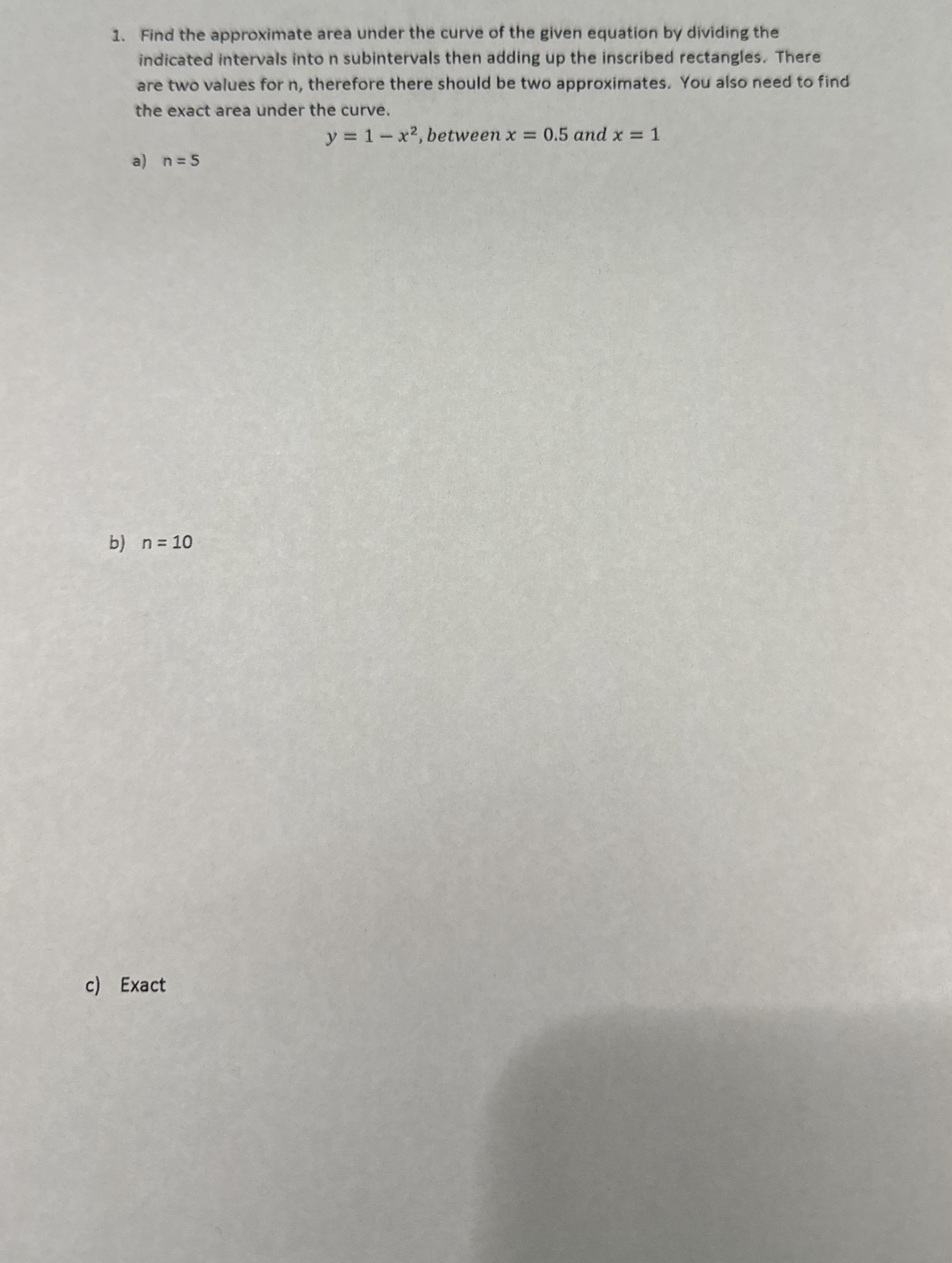 Solved Find the approximate area under the curve of the | Chegg.com