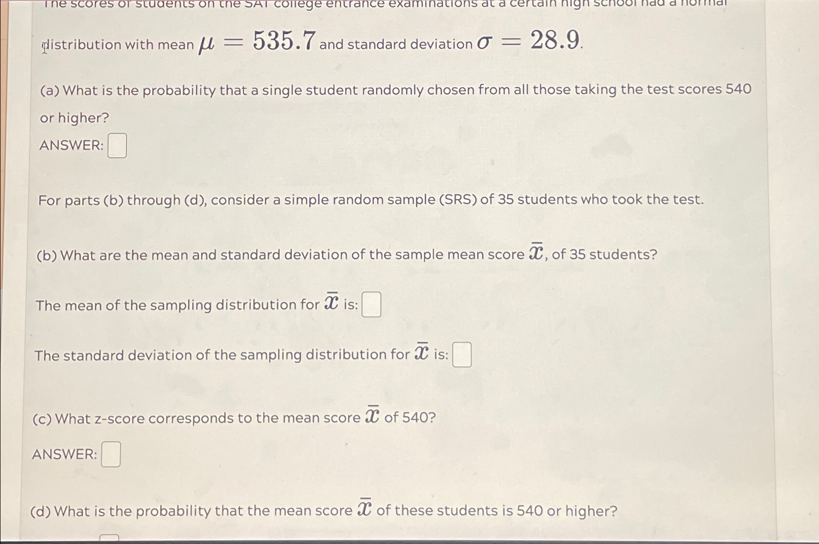 Solved distribution with mean μ=535.7 ﻿and standard | Chegg.com