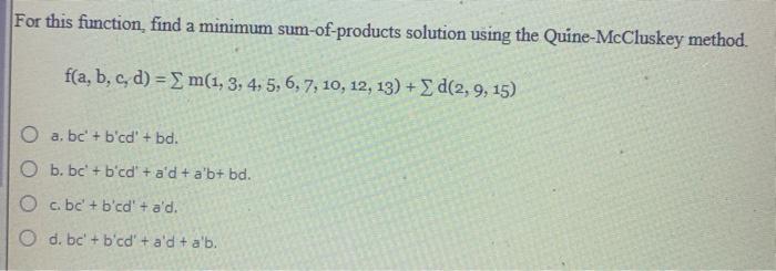 Solved Find All Of The Prime Implicants Using The | Chegg.com