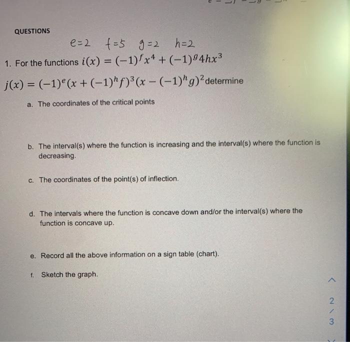 Questions E 2 T 5 G 2 H 2 1 For The Functions I X Chegg Com