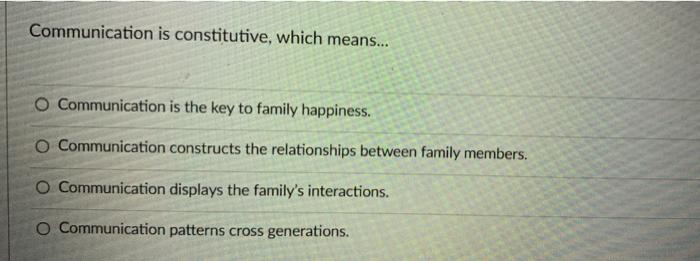 Solved Communication is constitutive, which means... o | Chegg.com