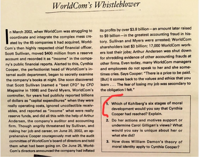 Worldcom S Whistleblower N March 02 When World Com Chegg Com Worldcom S Whistleblower N March 02 When World Com Chegg Com