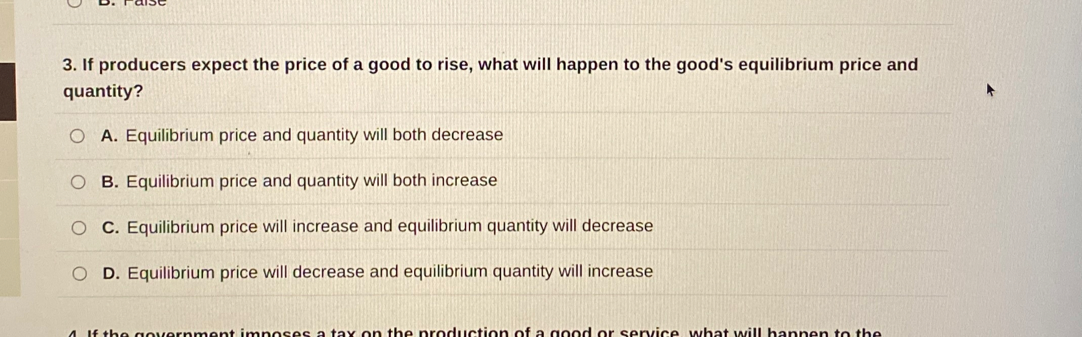 Solved If producers expect the price of a good to rise, what | Chegg.com