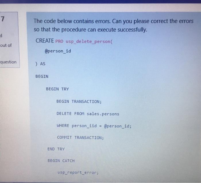 Solved 7 d The code below contains errors. Can you please | Chegg.com