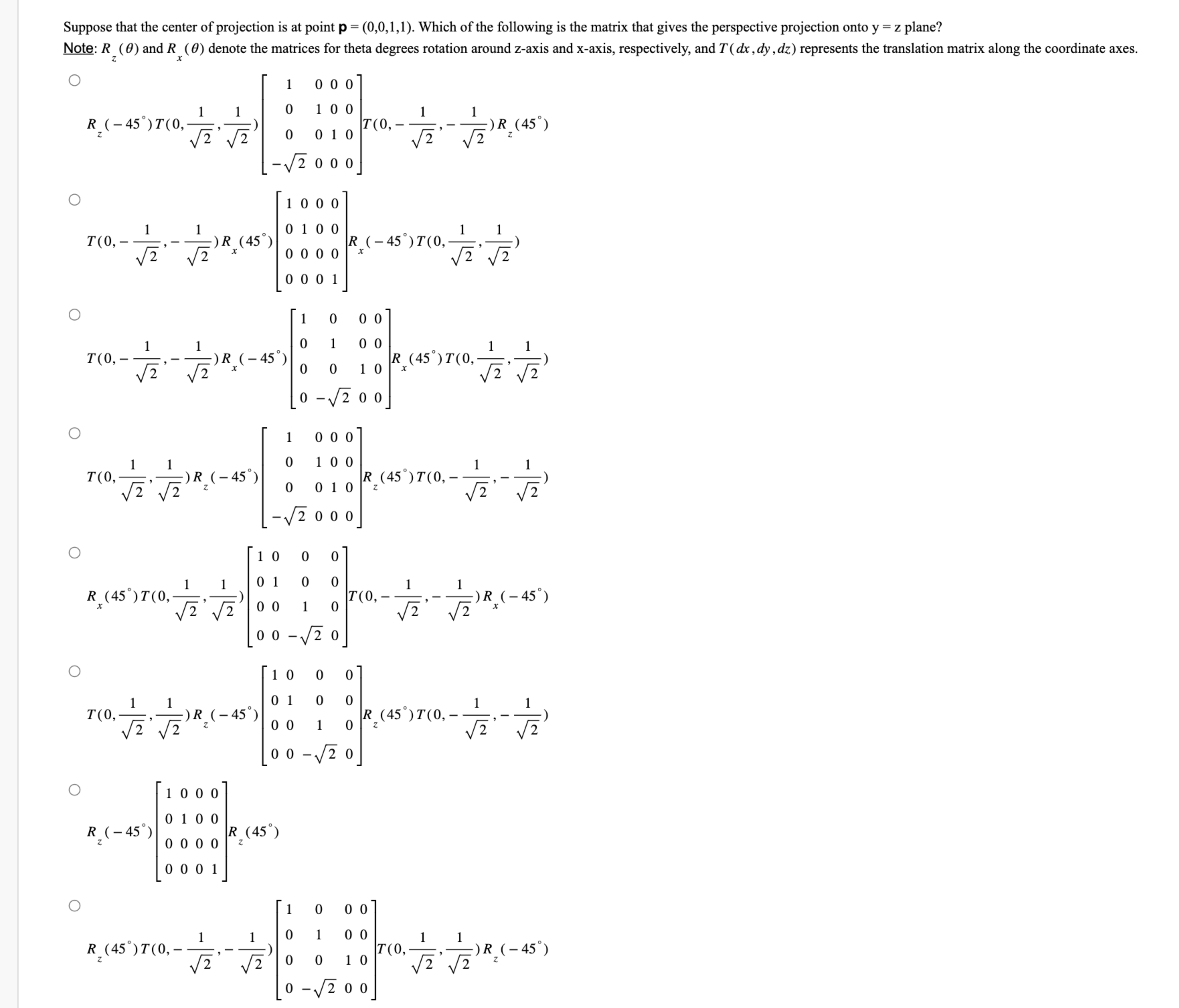 Solved Suppose That The Center Of Projection Is At Point