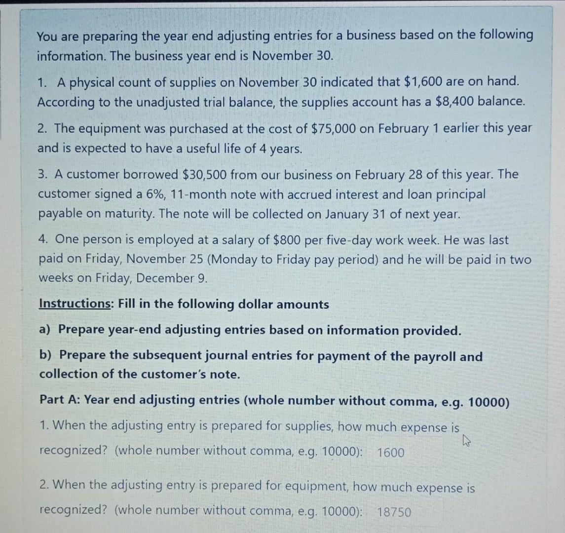 Solved You are preparing the year end adjusting entries for | Chegg.com