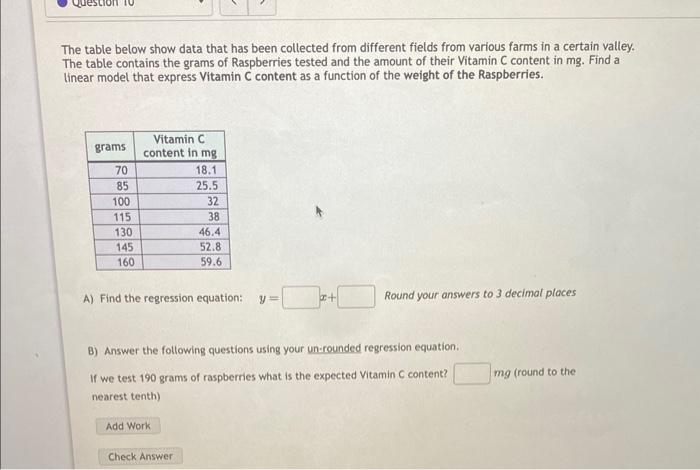 Solved The table below show data that has been collected | Chegg.com