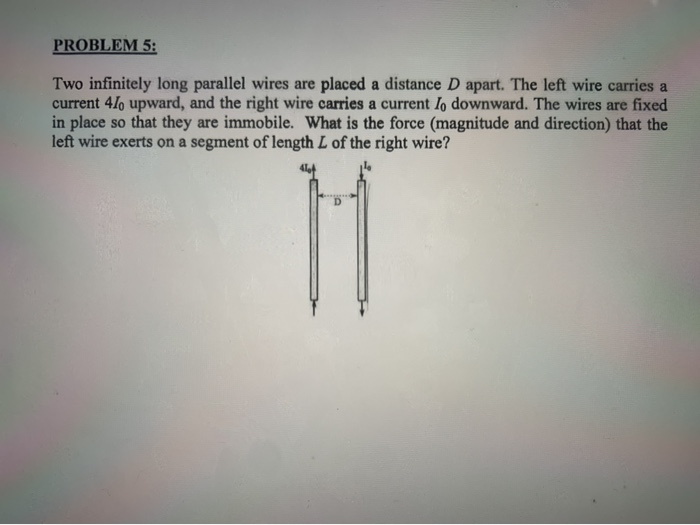 Solved PROBLEM 5: Two infinitely long parallel wires are | Chegg.com