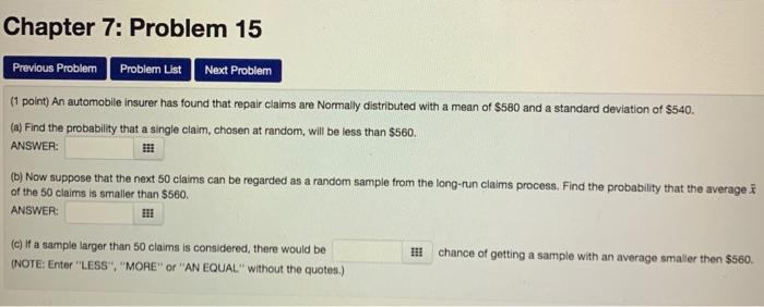 Solved Chapter 7: Problem 15 Previous Problem Problem List | Chegg.com