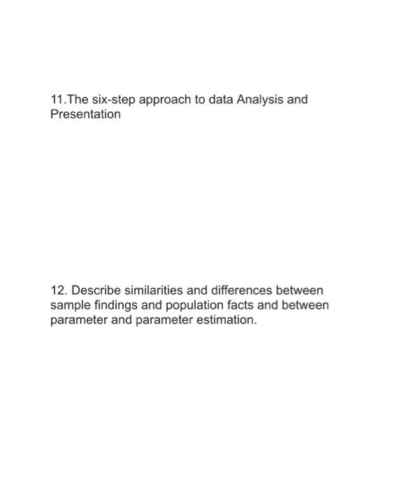 Solved 11.The Six-step Approach To Data Analysis And | Chegg.com