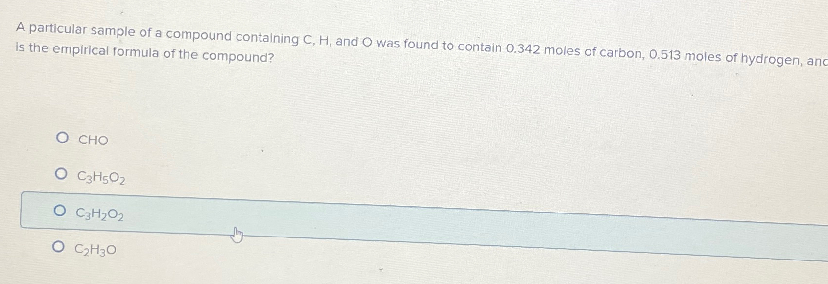 Solved A particular sample of a compound containing C,H, and | Chegg.com