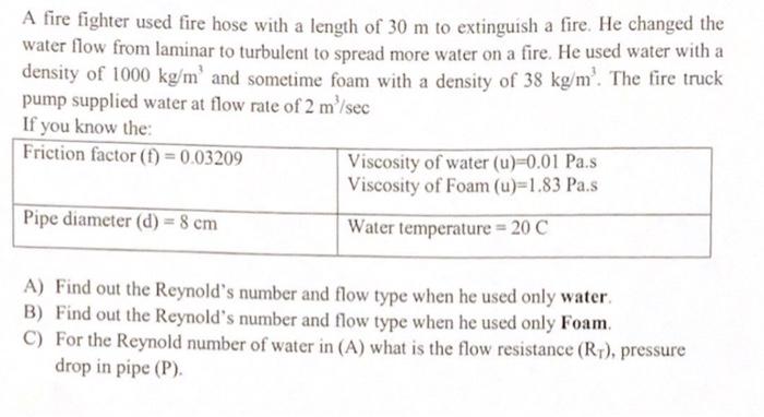 Solved A fire fighter used fire hose with a length of 30 m | Chegg.com