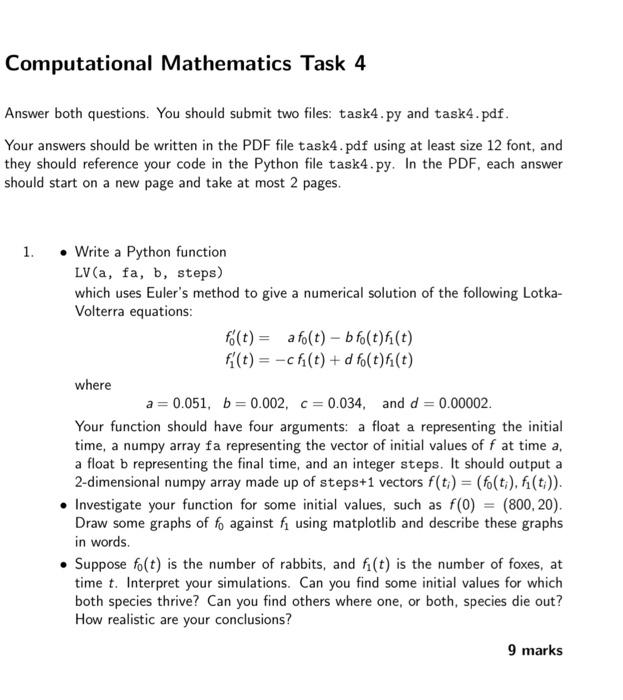 Solved Computational Mathematics Task 4 Answer both | Chegg.com