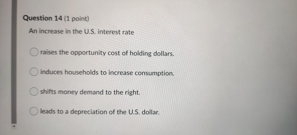 Solved A decrease in the price level O increases the | Chegg.com