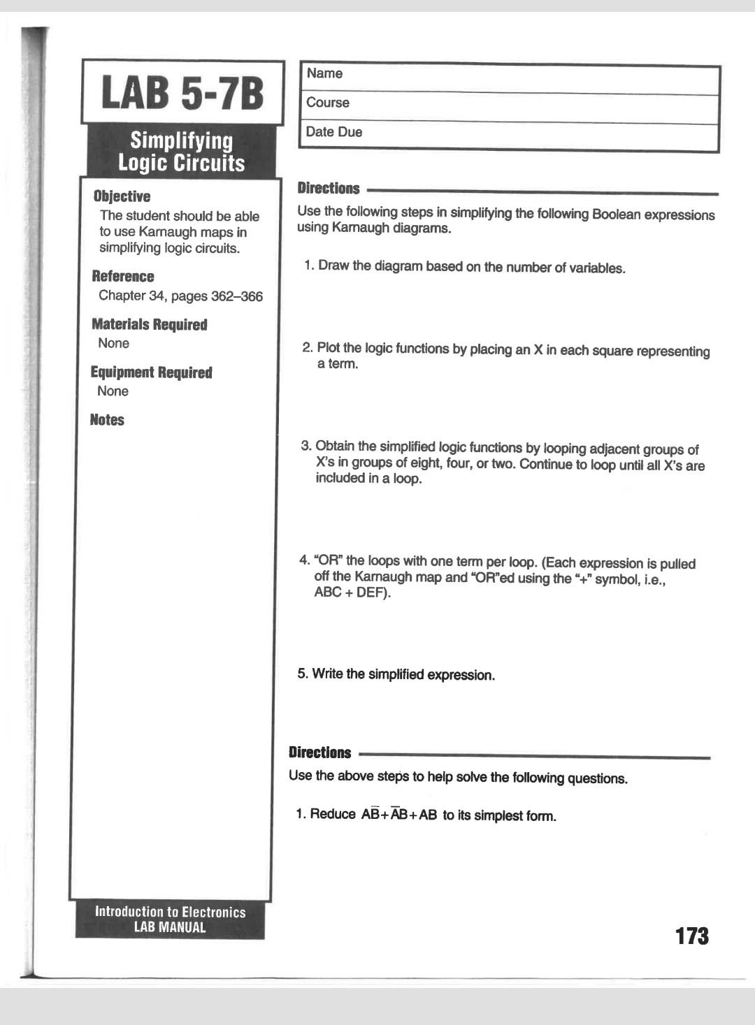 Solved simplifying logic circuits objective directlons the chegg