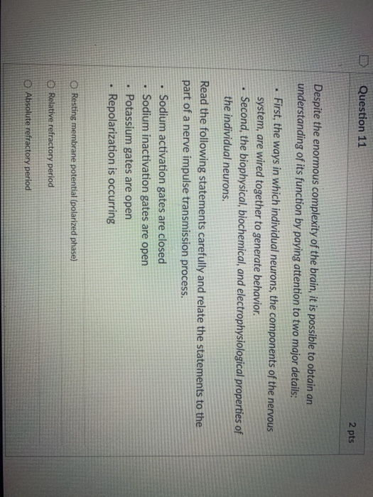 Solved Question 11 2 pts Despite the enormous complexity of | Chegg.com