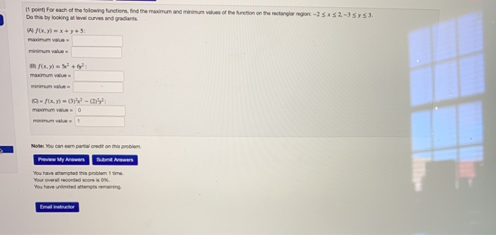 Solved (1 point for each of the following functions, find | Chegg.com