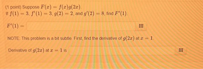 Solved 1 Point Suppose F X F X G 2x If