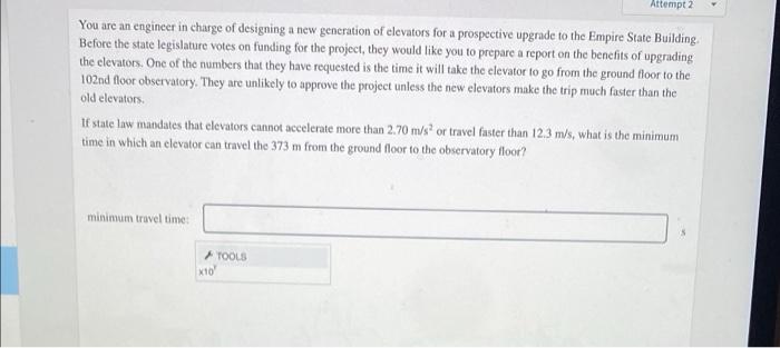 You are an engineer in charge of designing a new generation of elevators for a prospective upgrade to the Empire State Buildi