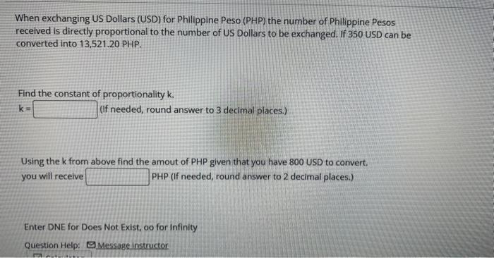 US Dollar To Philippine Peso in PHP 