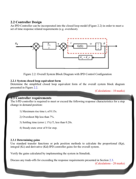 Solved 2.2 Controller Design An IPD Controller can be | Chegg.com