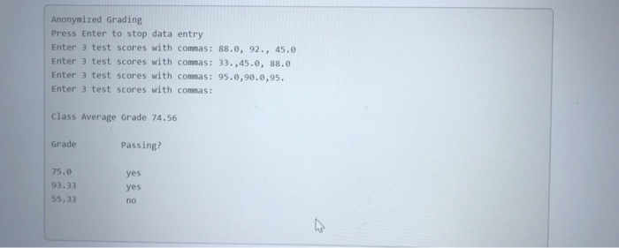 Solved Anonymized Grading Press Enter to stop data entry | Chegg.com