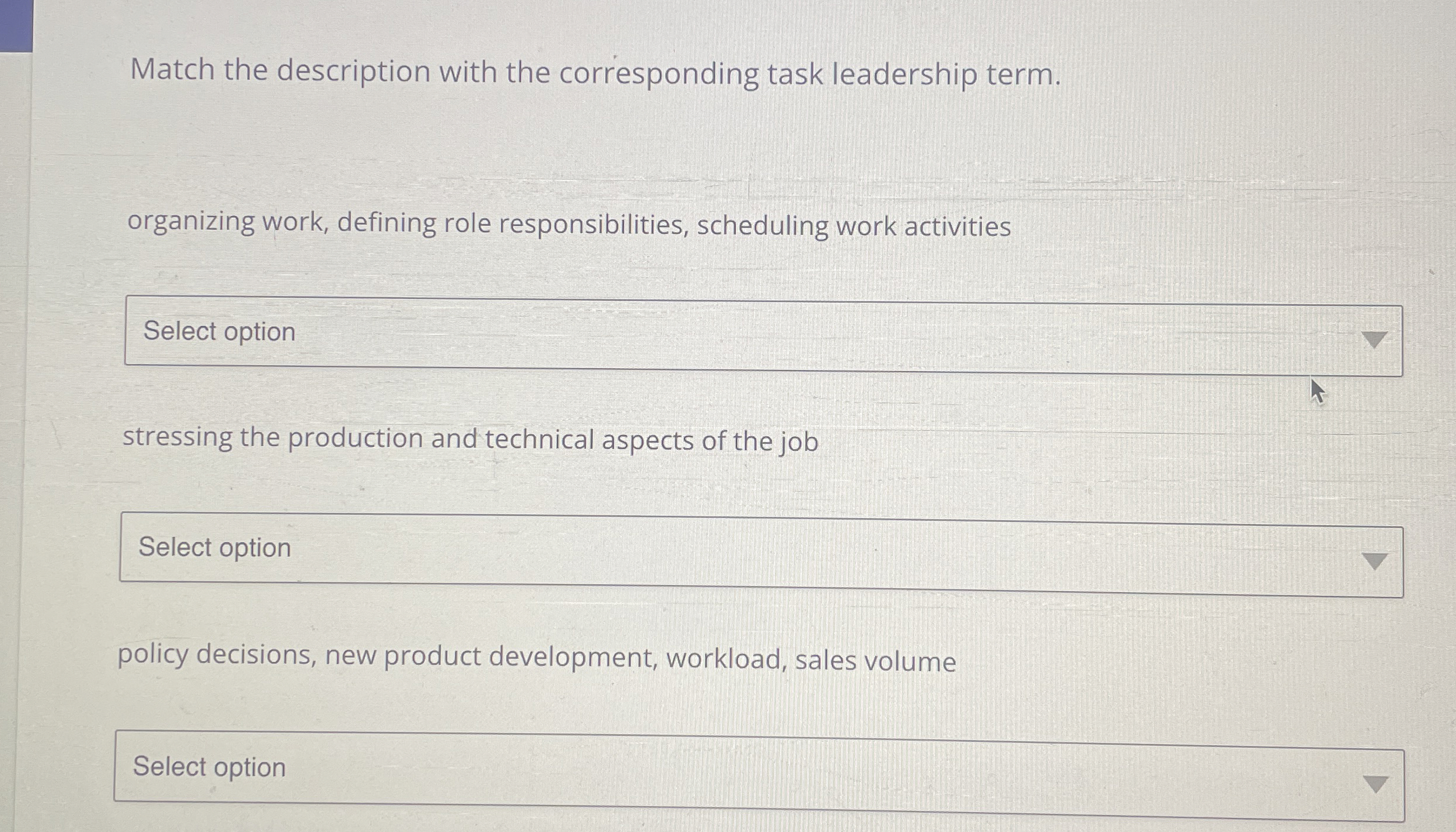 Solved Match the description with the corresponding task | Chegg.com