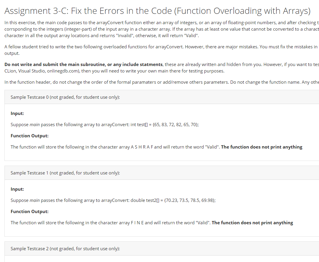 Solved Assignment 3-C: Fix the Errors in the Code (Function | Chegg.com