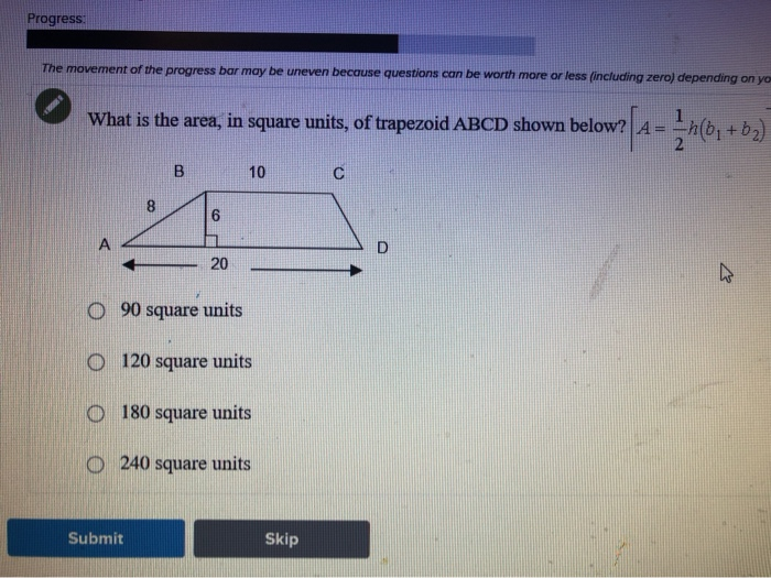 Solved What is the area in square units of trapezoid ABCD | Chegg.com